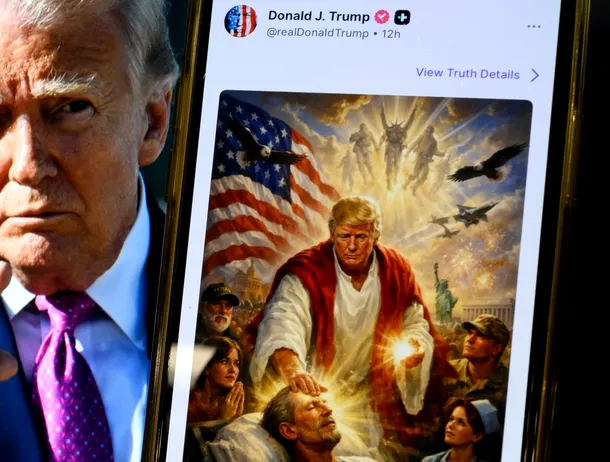 Imaginea AI care îl arată pe Trump ca Iisus, acuzată de blasfemie. Vedete și lideri religioși reacționează dur
