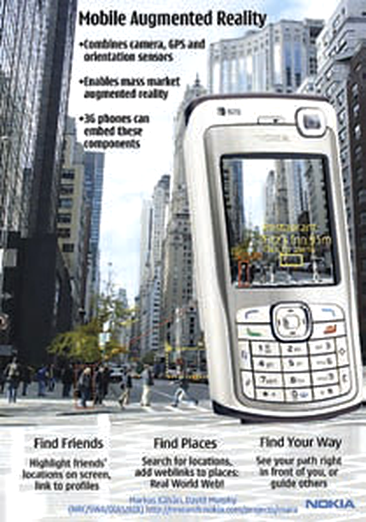 Pe ecranul smartphone-ului Nokia N70 apar informaţii despre persoanele şi clădirile „văzute“ cu camera încorporată.