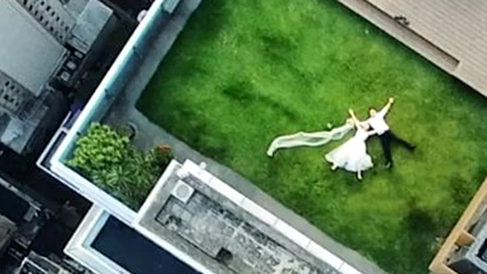 FOTO: Un posesor de dronă a surprins, fără să vrea, o imagine de nuntă impresionantă