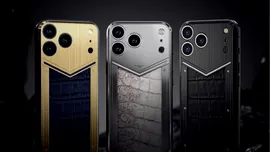 Caviar lansează accesorii magnetice de lux pentru iPhone 17 Pro Max. Un model include un fragment de fosilă T-Rex