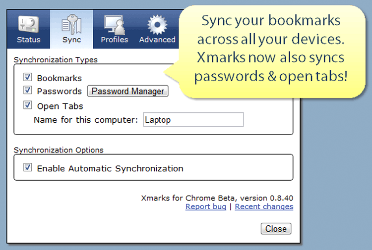 Xmarks Bookmark and Password Sync