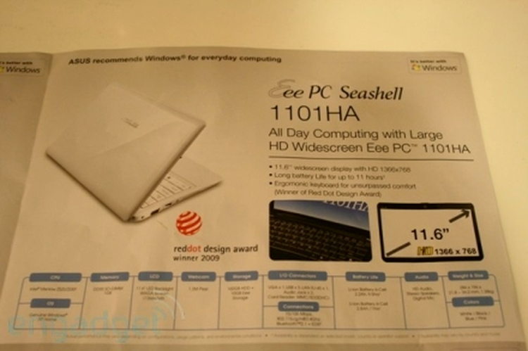 Asus Eee PC 1101HA Seashell de 11.6”