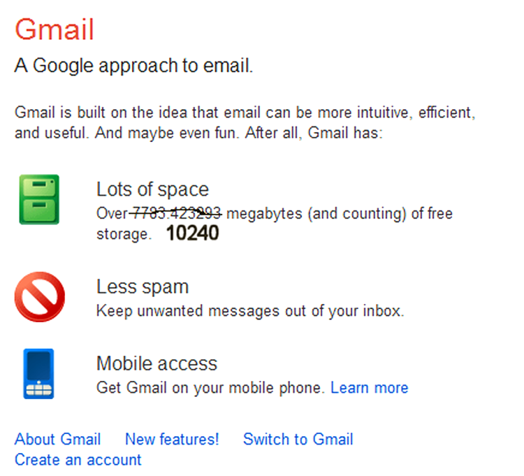 Gmail oferă de acum 10 GB spaţiu de stocare gratis