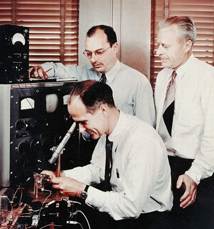 John Bardeen, Walter Brattain şi William Shockley (pe scaun)