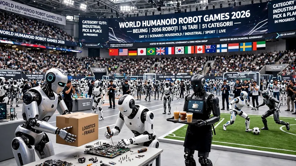 Jocurile Mondiale ale Roboților Umanoizi au început. Peste 2.000 de roboți umanoizi concurează la Beijing și în probe inspirate din viața reală