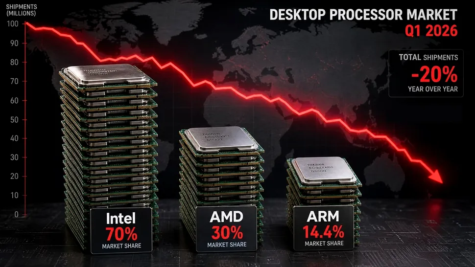 Livrările de CPU pentru PC-uri desktop au scăzut cu aproape 20%. Analiștii avertizează asupra unei înrăutățiri a pieței