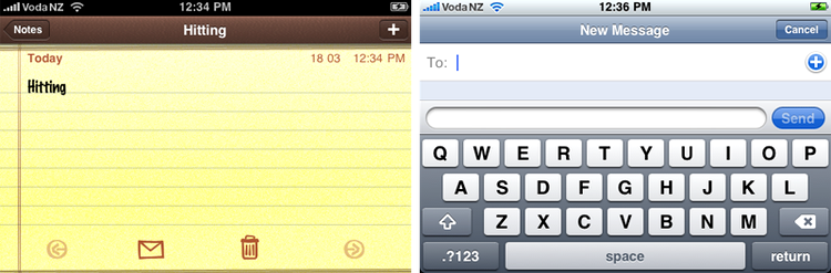Tastatura landscape in Notes