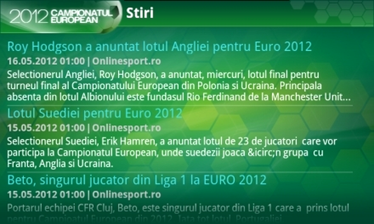 Ştirile despre EURO 2012