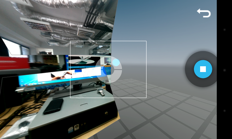 Interfaţa Photo Sphere şi eşantion (click, legătură Google+)
