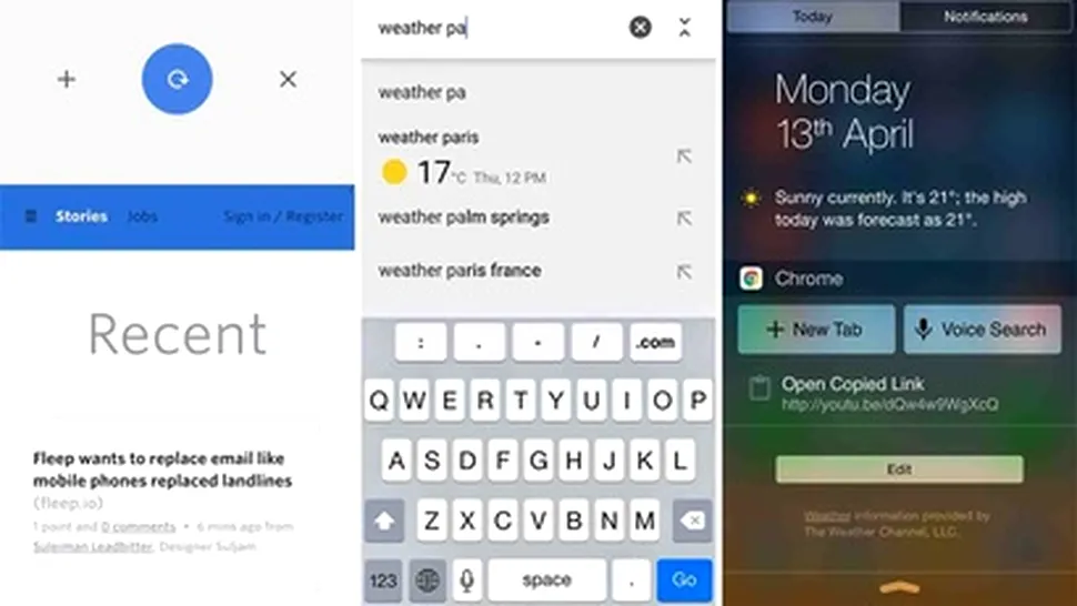 Chrome pentru iOS primeşte widget şi funcţii noi