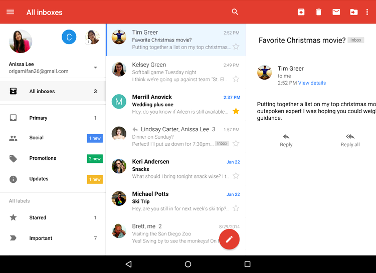 Google a actualizat aplicaţia Gmail: inbox unificat, mod conversaţie pentru conturi non-gmail şi alte noutăţi