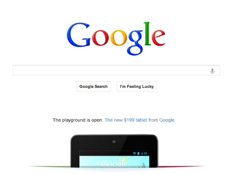 Reclamă la Nexus 7 pe Google.com