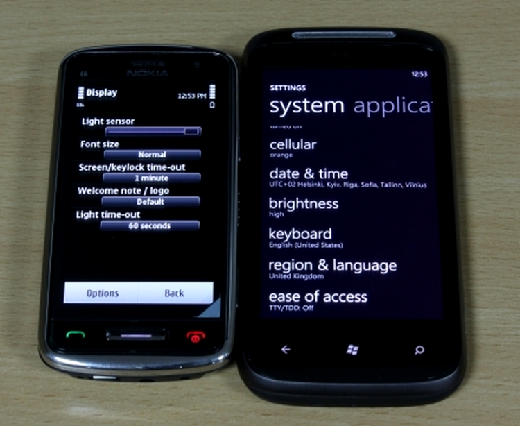 Nokia C6-01 şi HTC 7 Mozart