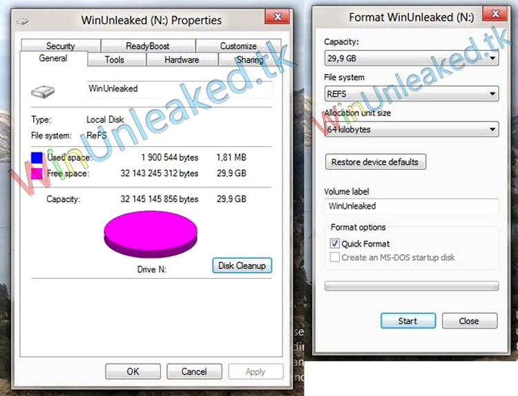 Windows 8 - partiţie ReFS