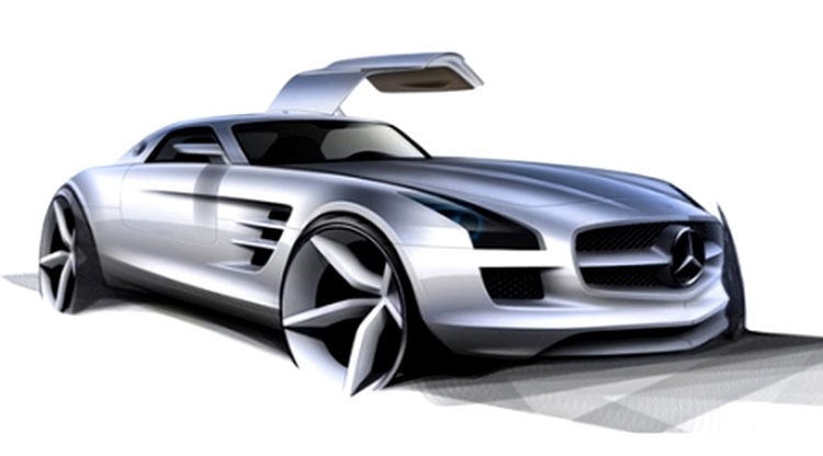 Schiţa lui Mercede SLS GullWing