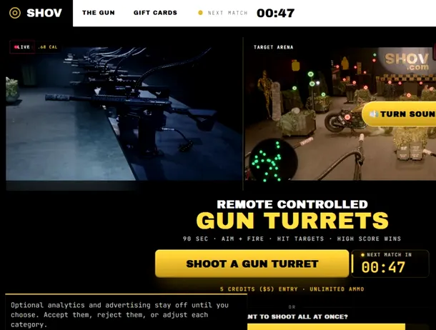O platformă online le permite utilizatorilor să controleze arme reale direct din browser