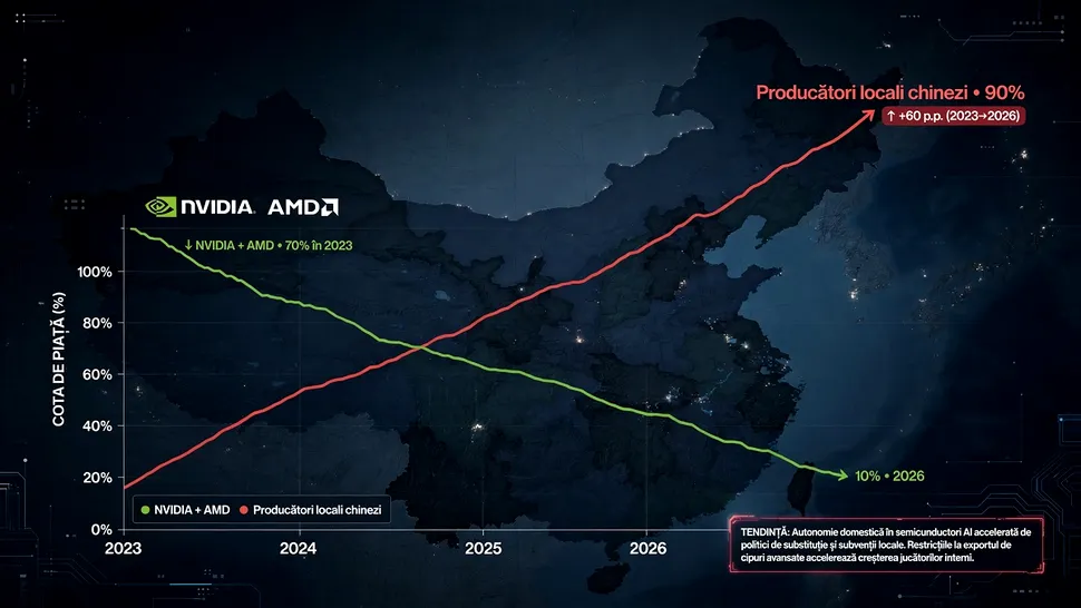 NVIDIA și AMD ar putea pierde 90% din piața chineză de cipuri AI în 2026