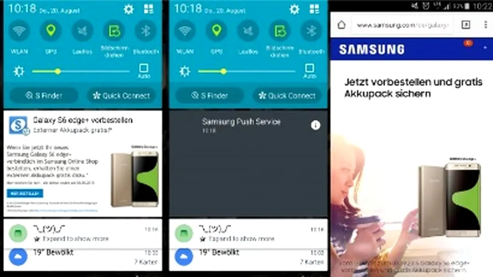 Samsung a început să afişeze reclame în lista de notificări de pe telefoanele Galaxy