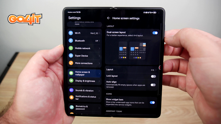 Huawei Mate X3 dual menu