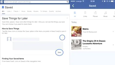 Facebook oferă posibilitatea de a salva articole cu noua funcţie Save