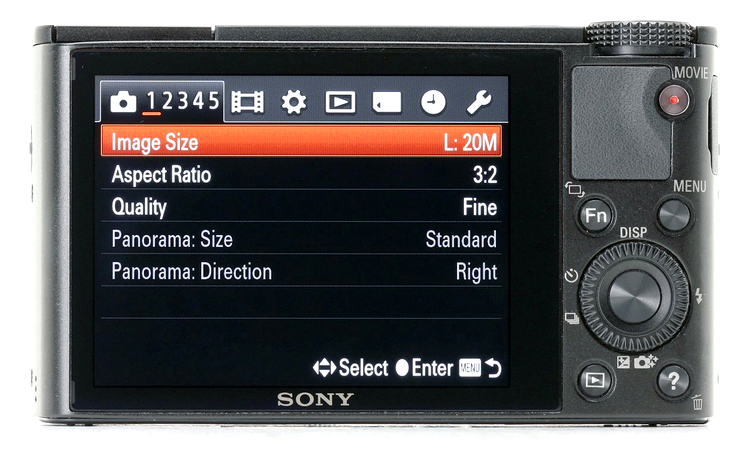 Sony DSC-RX100 - sistemul de meniuri