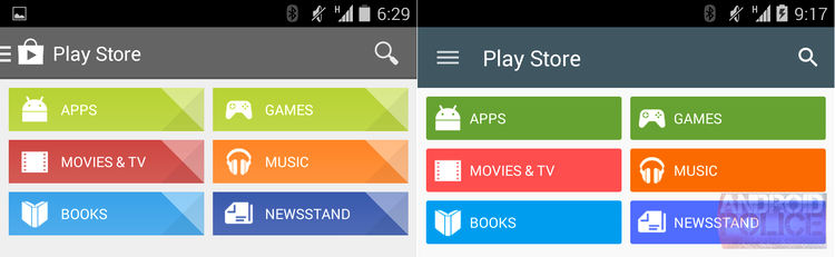 Google Play Store - vechi vs nou