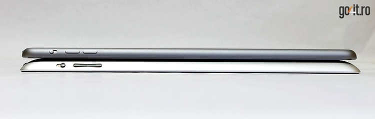 iPad Air (sus) este mai subţire şi are o formă diferită de cea a vechilor modele