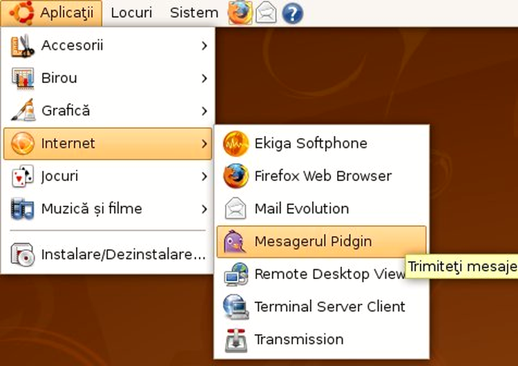 Meniu aplicatii Ubuntu 8.04