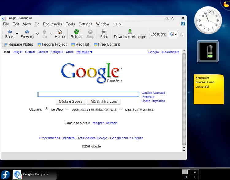 Fedora 9 KDE, browser-ul Konqueror