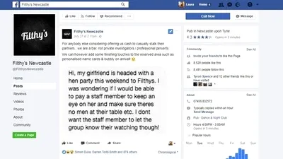 Bărbatul gelos făcut de râs pe Facebook de angajaţii barului cărora le-a cerut să-i spioneze prietena