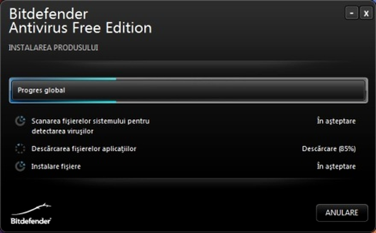 Fereastra de instalare