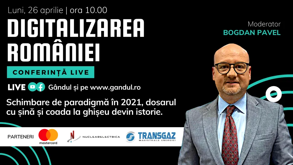 Conferință Live „DIGITALIZAREA ROMÂNIEI” – Luni 26 aprilie de la ora 10.00, cu participarea Ministrului Cercetării, Inovării și Digitalizării