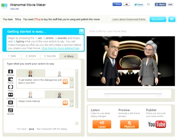 Modulul Xtranormal Movie Maker