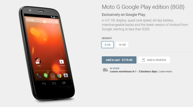Oferta Google Play pentru Motorola Moto G