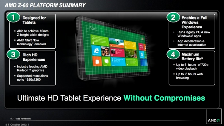 AMD promite tablete Windows 8 subţiri şi uşoare, cu abilităţi multimedia de invidiat