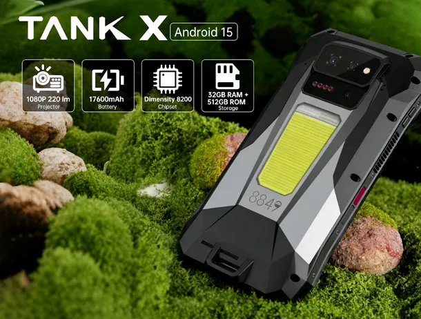 8849 TANK X, lansat oficial: smartphone rugged cu proiector 1080p integrat
