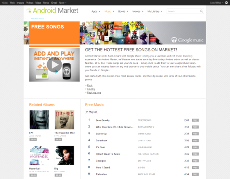 Android Market în Google Music