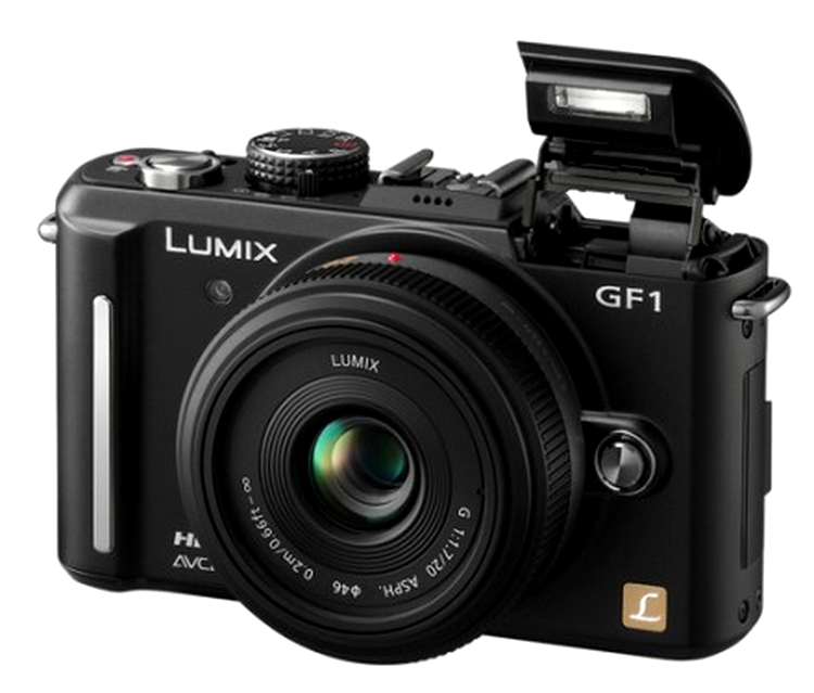 Panasonic GF1 cu blitzul încorporat