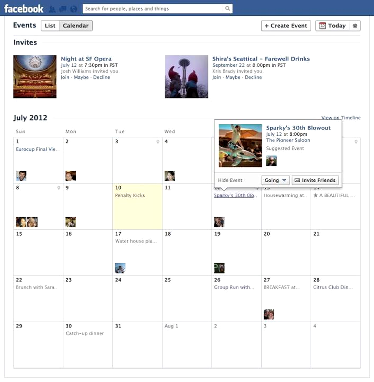 Facebook Events - Calendar