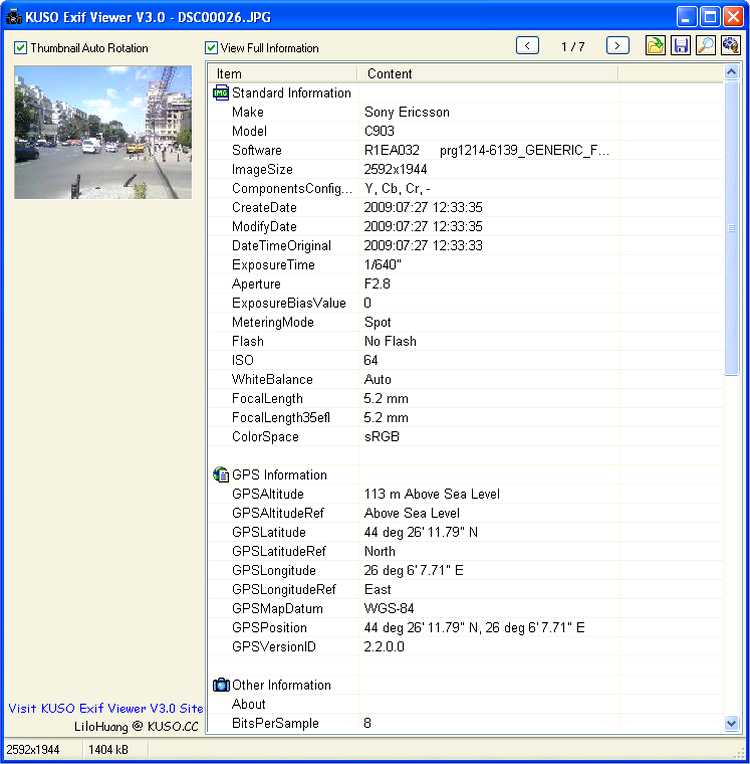 KUSO Exif image viewer
