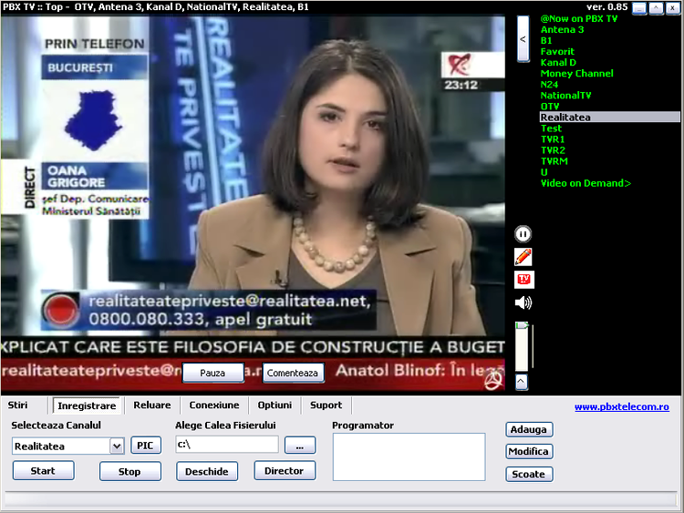 PTV, aplicatie vizionare TV online