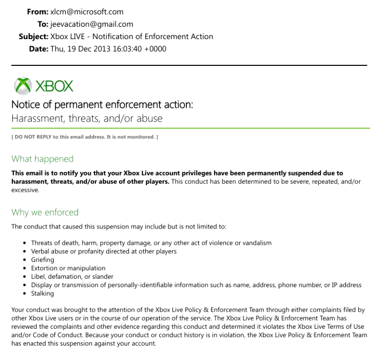 e-mail primit de epstein de la xbox live