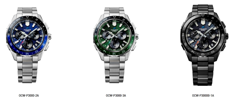 Ceasuri din seria Casio Oceanus OCW-P3000. 