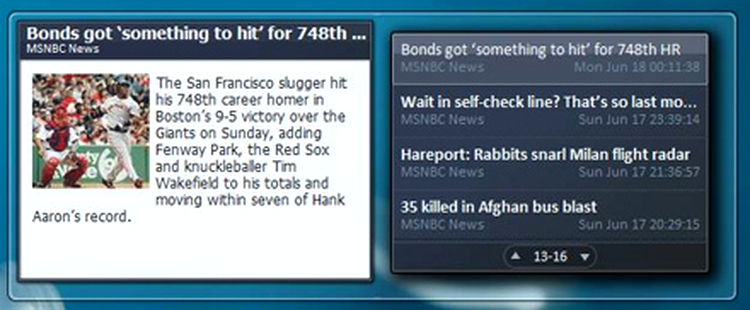 Widget RSS în Windows Vista