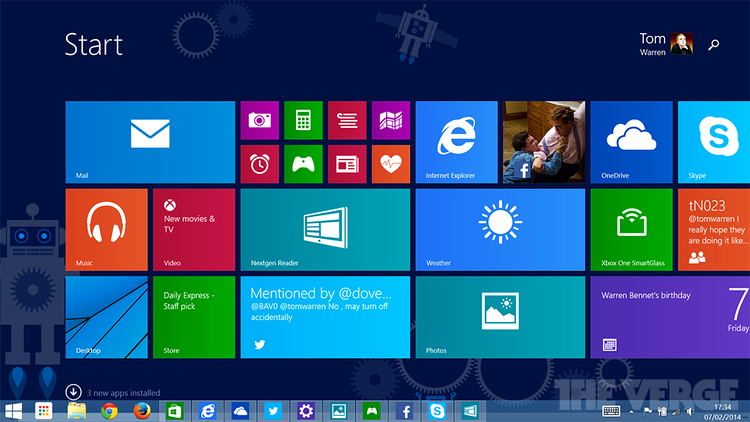 Windows 8.1 Update 1 - taskbar-ul poate fi accesat şi din ecranul de start