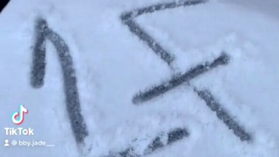VIDEO: O femeie a găsit un mesaj ciudat scris pe tomberon, în zăpadă, iar acesta are o explicație terifiantă