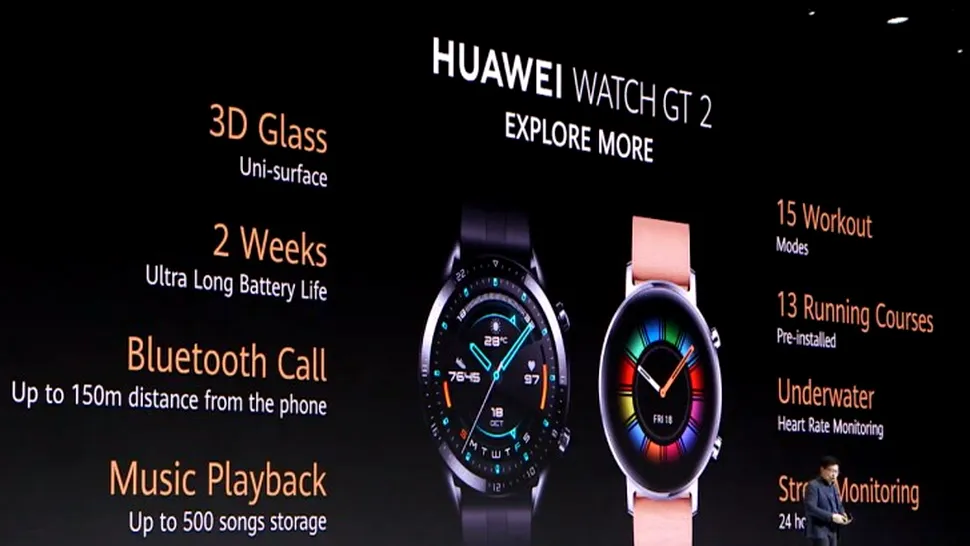 Huawei Watch GT2 promite două săptămâni de utilizare cu o singură încărcare a bateriei