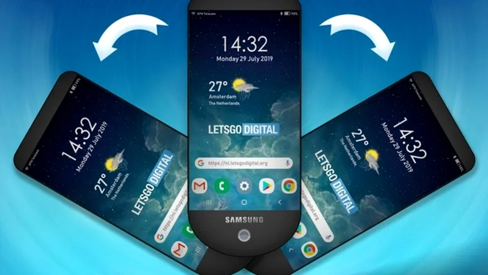 Samsung brevetează un telefon de tip „evantai” cu 3 display-uri