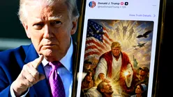 Imaginea AI care îl arată pe Trump ca Iisus, acuzată de blasfemie. Vedete și lideri religioși reacționează dur