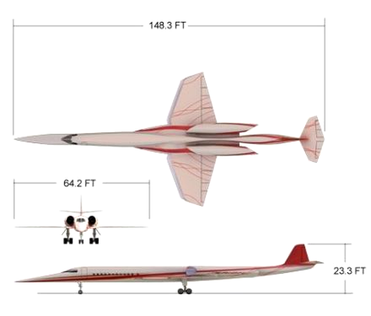 Aerion Supersonic Business Jet - dimensiuni
